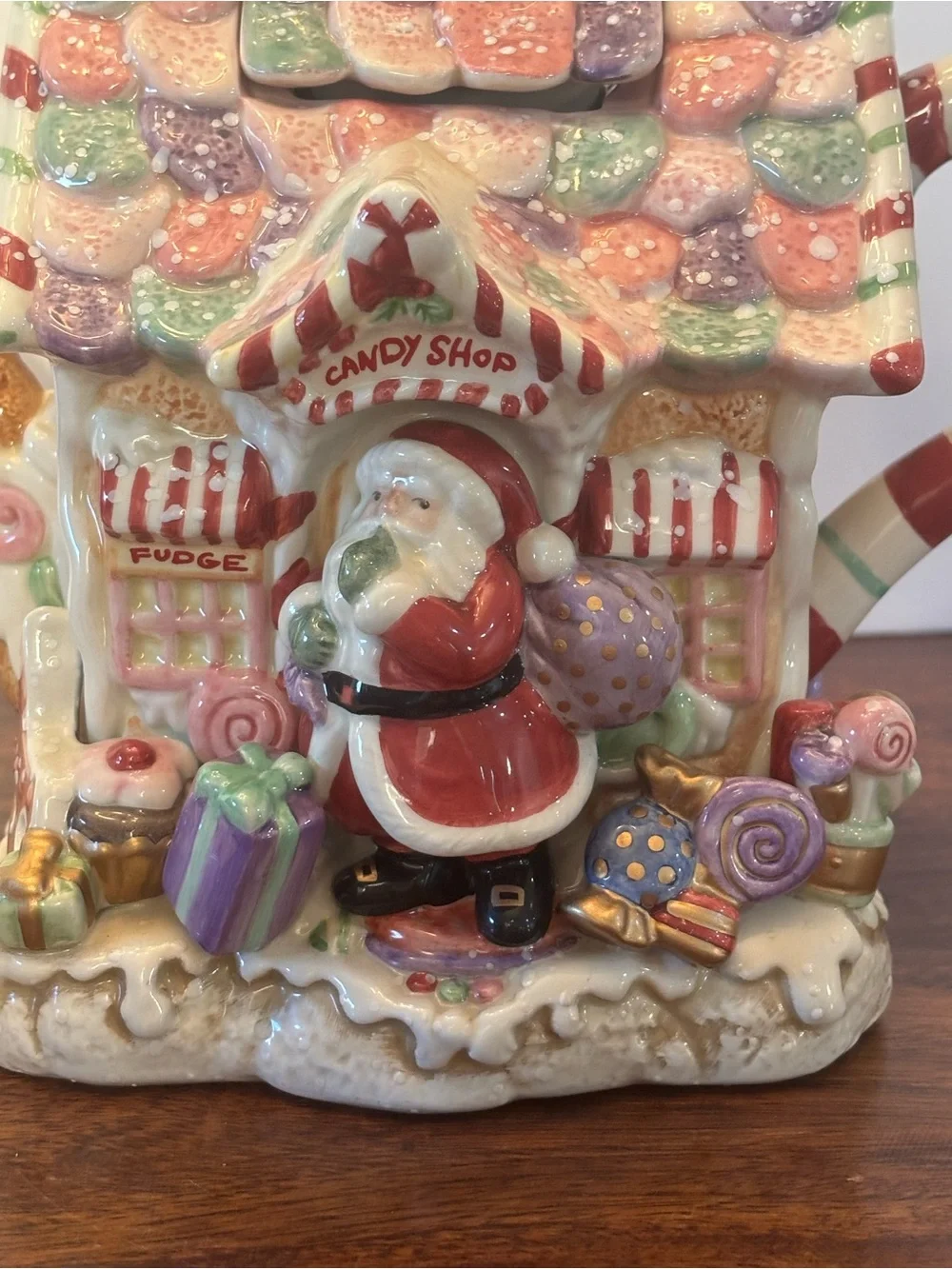 Fitz & Floyd Christmas Candy Land Express CANDY SHOP Teapot No Box EUC